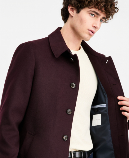Tommy Hilfiger Men Modern Fit Car Coat - Burgundy