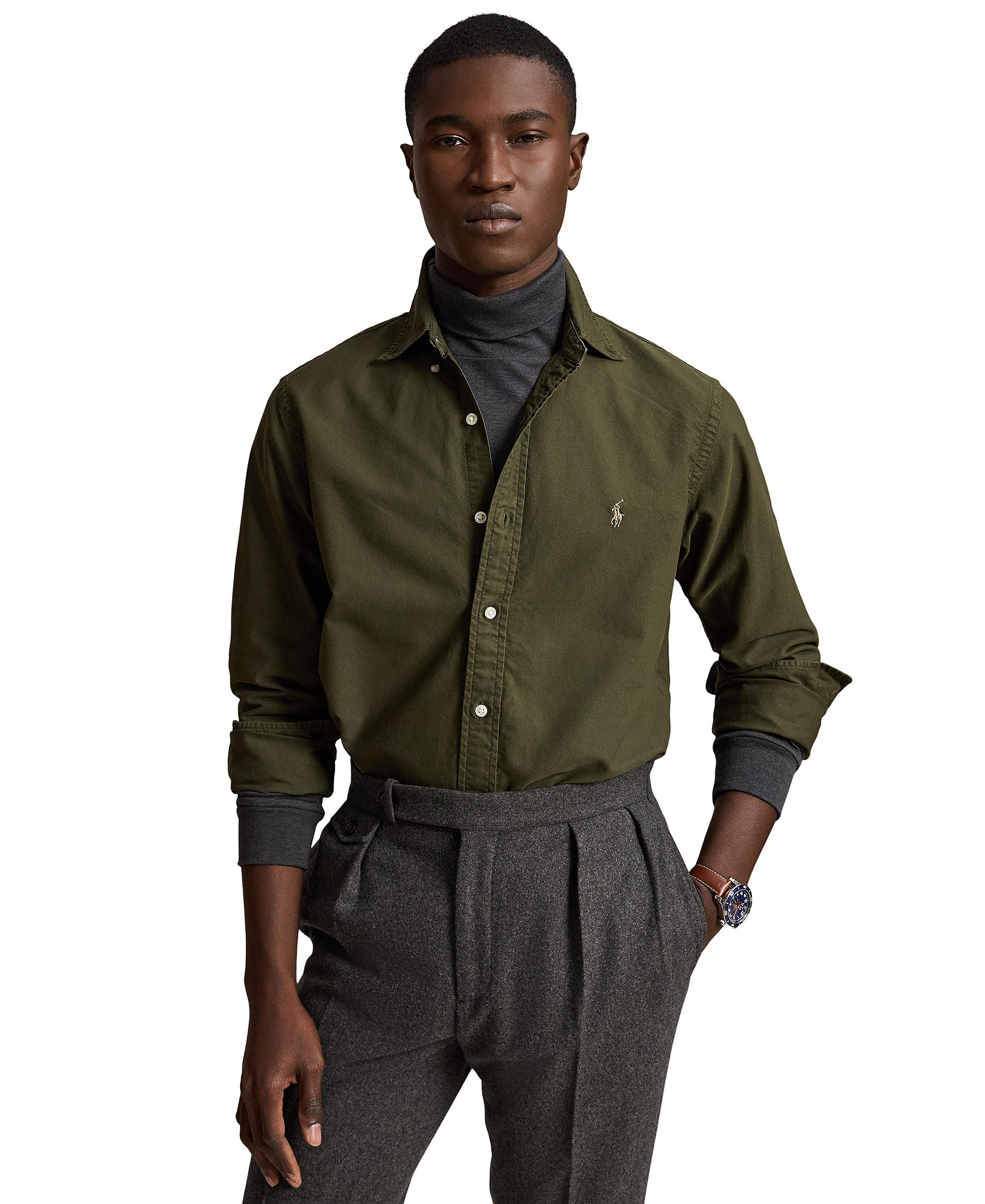 Polo Ralph Lauren Men's Garment-Dyed Oxford Shirt - Company Olive