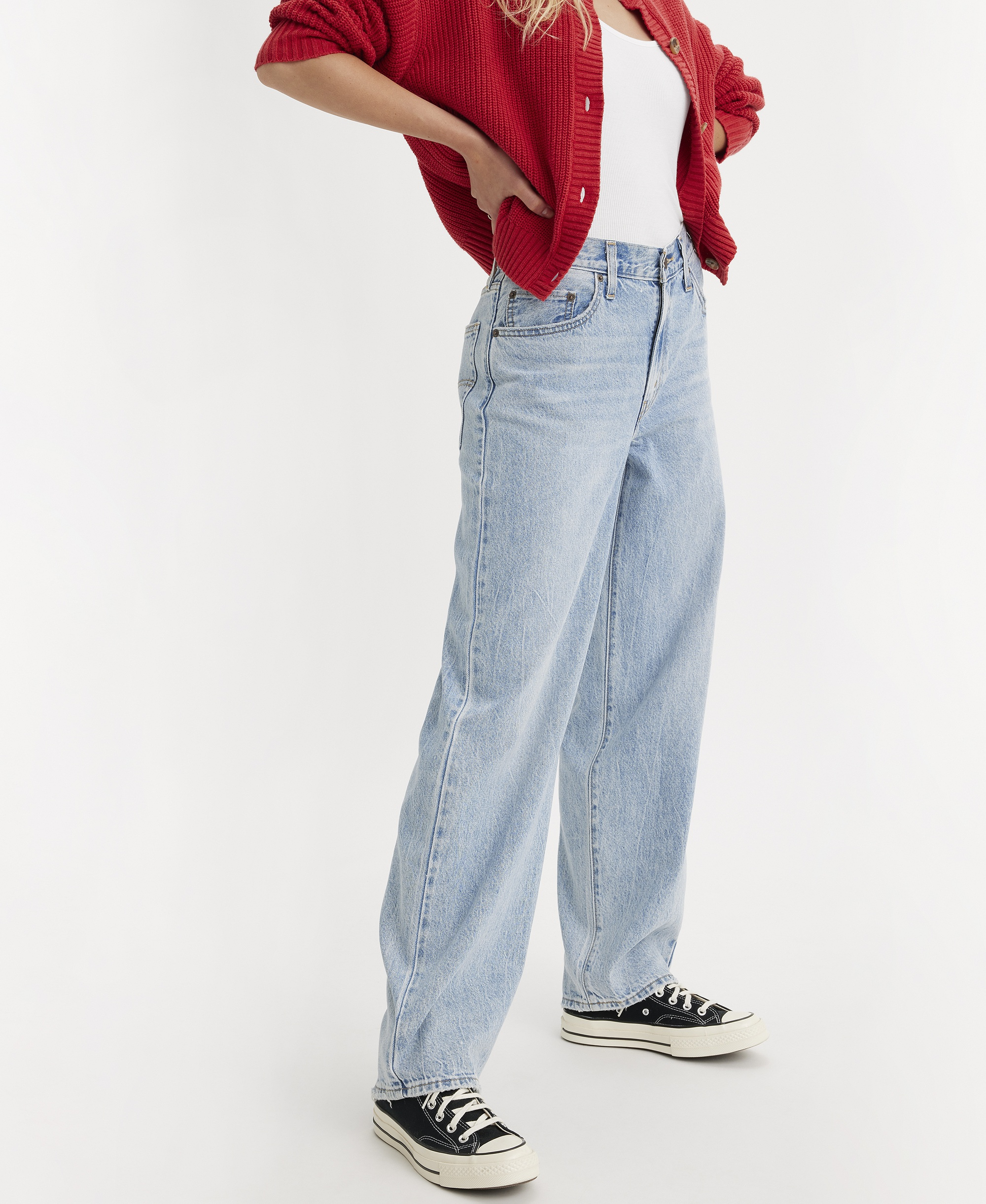 Levi's Premium Women's Mid-Rise Baggy Dad Jeans - Fan Flare