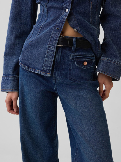 High Rise Stride Wide-Leg Jeans - Medium wash