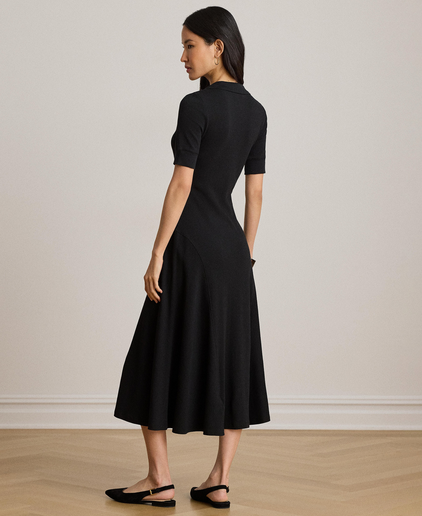 Lauren Ralph Lauren Women's Rib Knit Collared Dress - Black