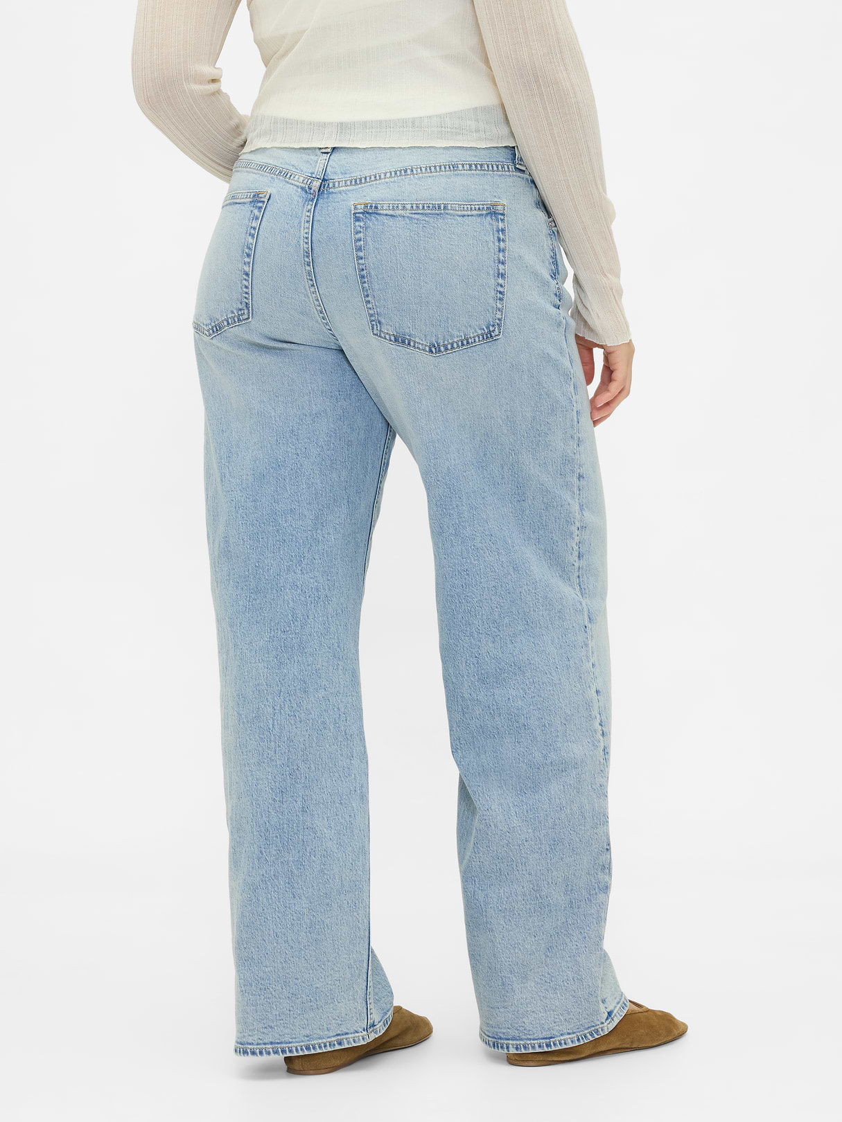 Low Rise Drawcord '90s Loose Jeans - Light blue indigo