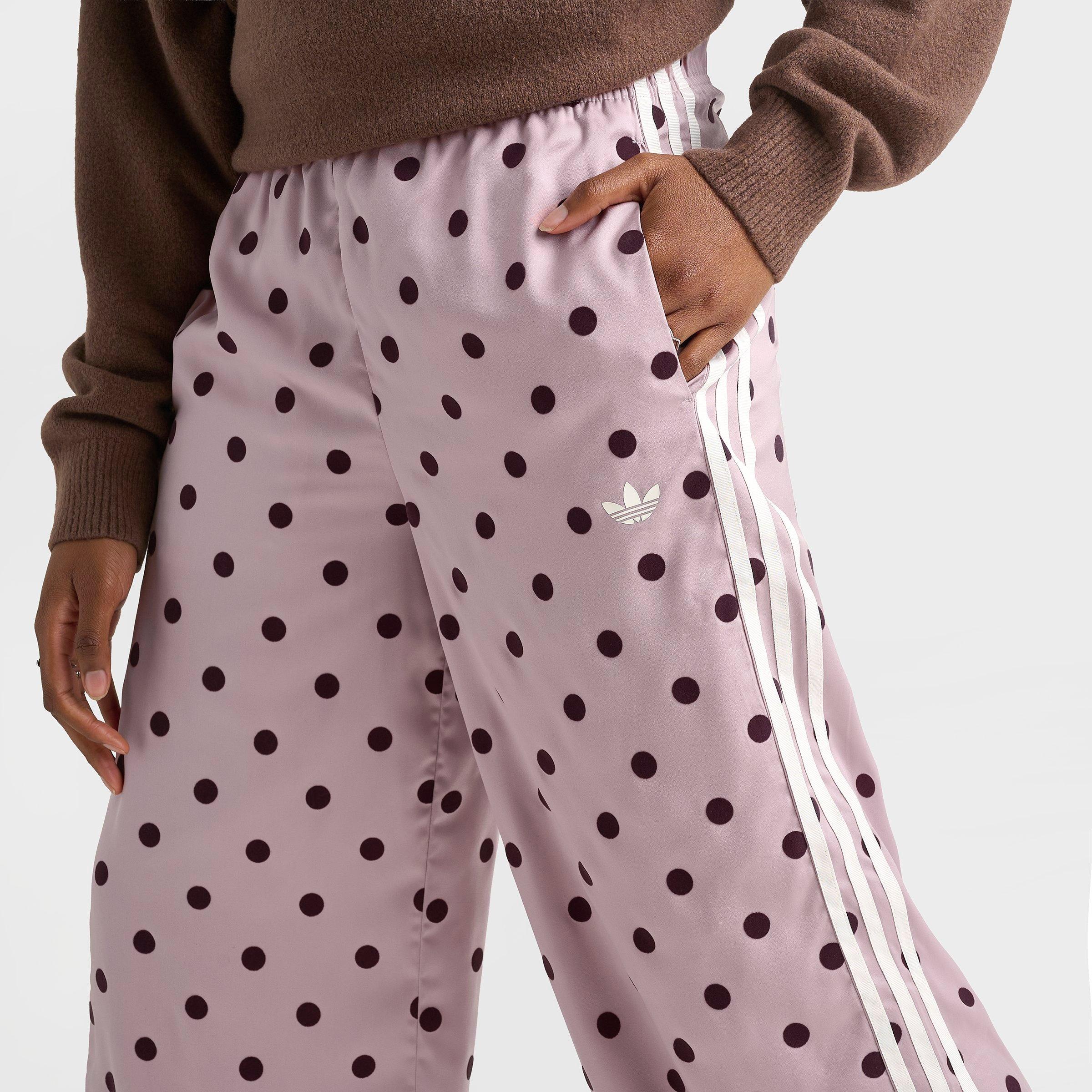 Women's adidas Originals Firebird Polka Dot Satin Wide-Leg Track Pants - Dual Lilac