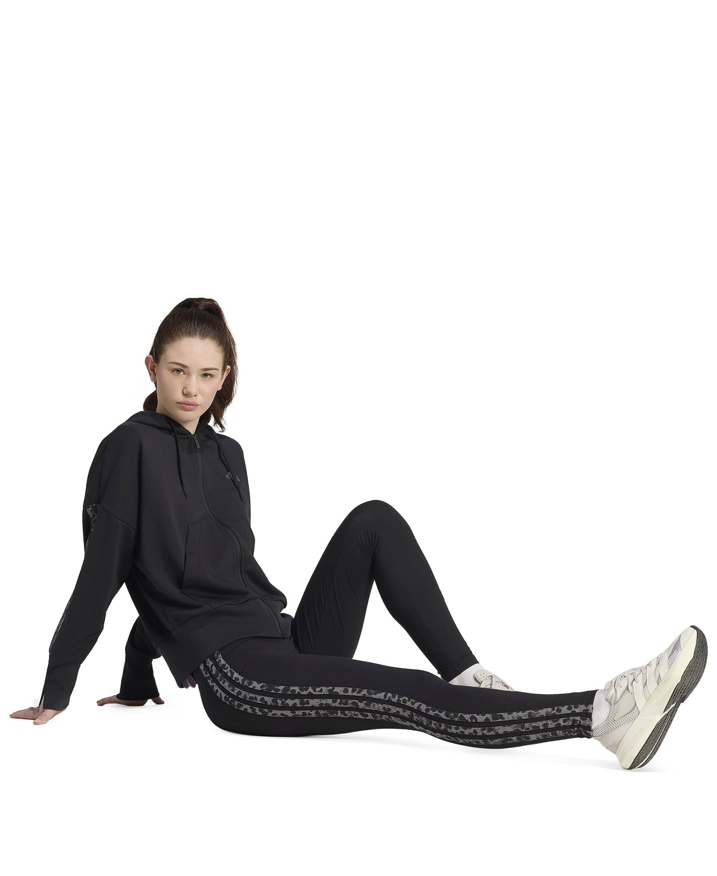 adidas Women's Seasonal Essentials Animal Print 3-Stripes Leggings - Black/multicolor/grey Four