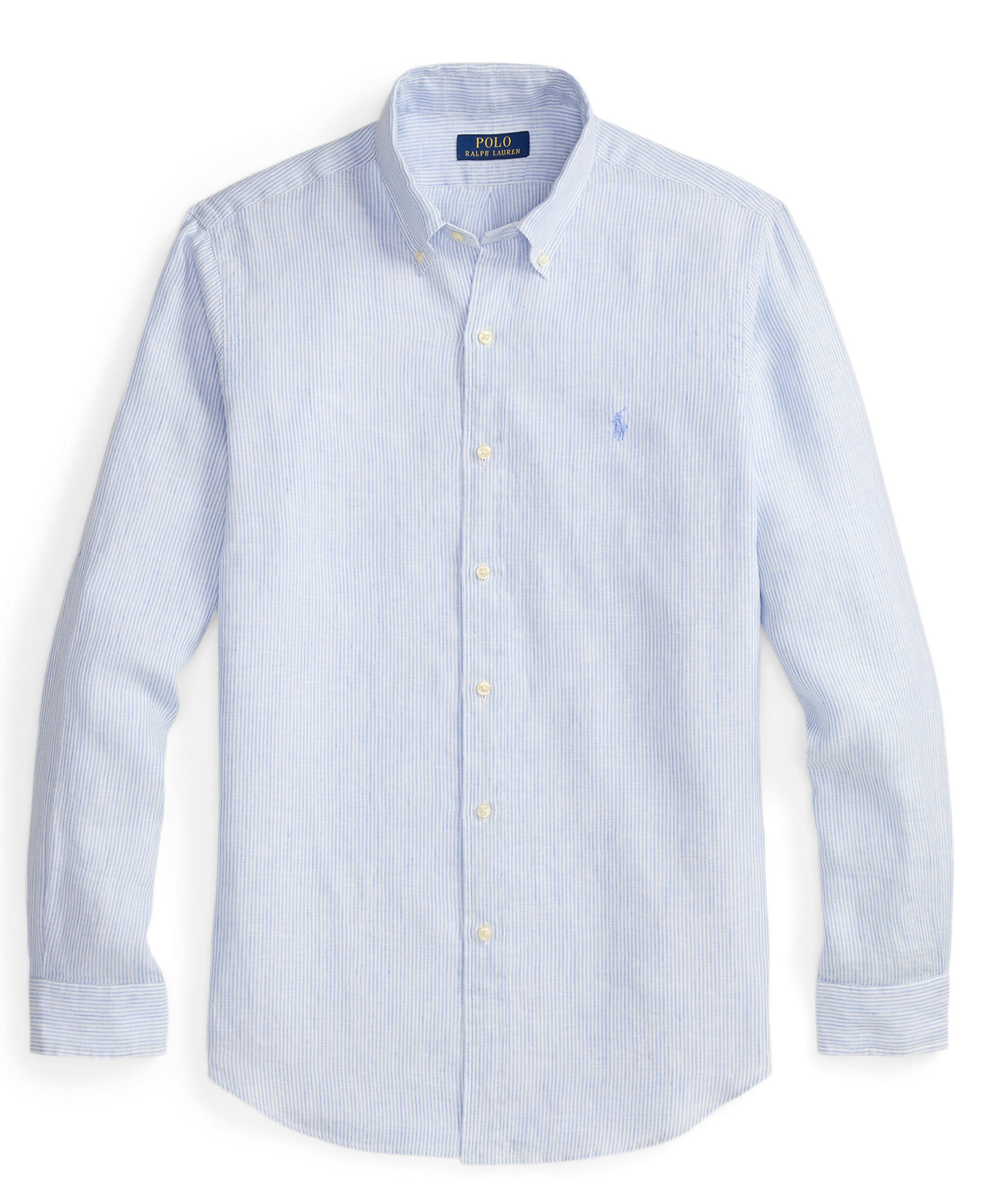 Polo Ralph Lauren Men's Striped Linen Classic-Fit Shirt - Cabana Blue/White