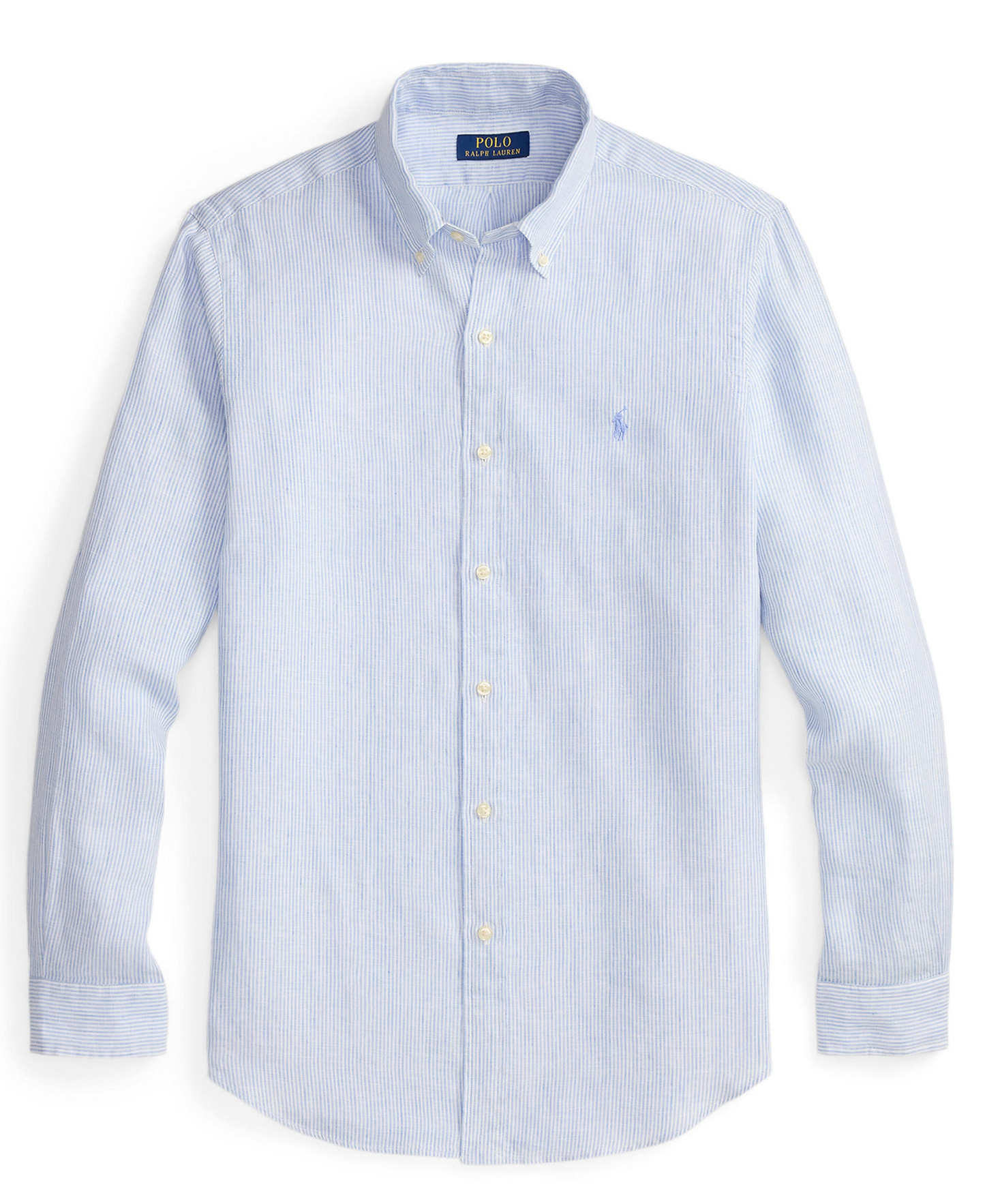 Polo Ralph Lauren Men's Striped Linen Classic-Fit Shirt - Cabana Blue/White
