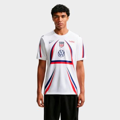 Men's Nithtke USA x VAA Academy Pro Dri-FIT Pre-Match Soccer Jersey - White/Deep Royal Blue/Deep Royal Blue