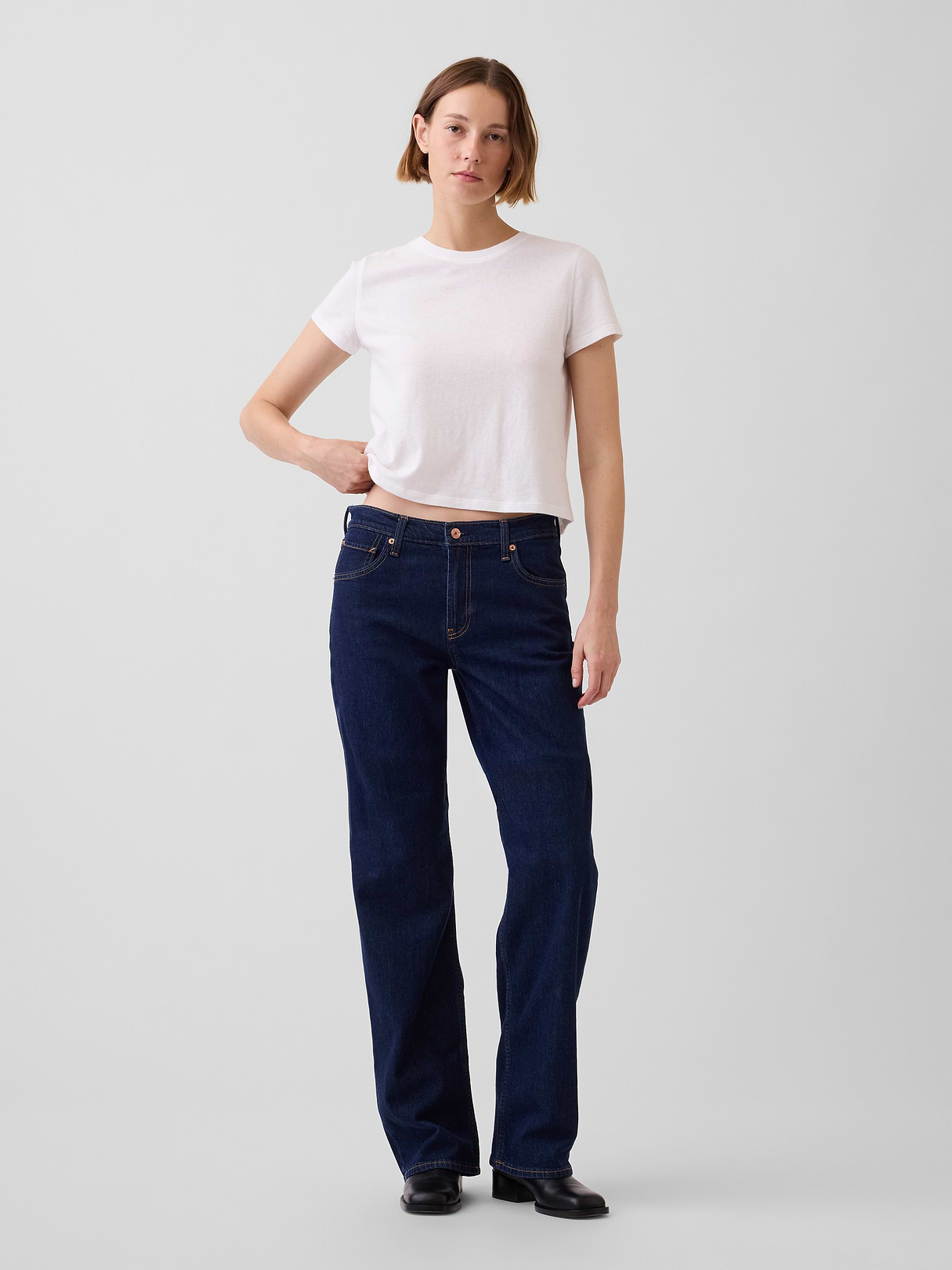 Low Rise '90s Loose Jeans - Dark blue indigo