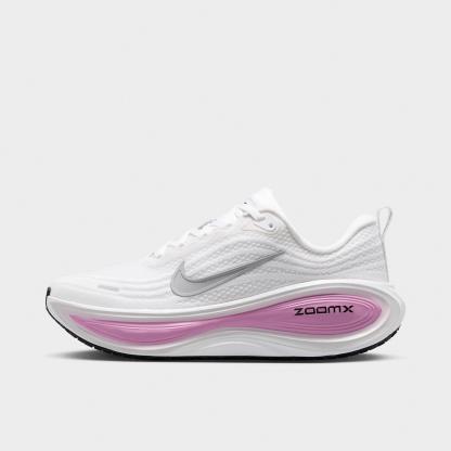 Women's Nithtke Vomero Plus Running Shoes - Part 2 - White/Bleached Lilac/Summit White/Metallic Silver - Left shoe facing left. Outside of the shoe.