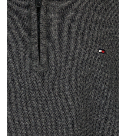 Tommy Hilfiger Boys' 8-20 Zipneck Cotton Quarter-Zip Sweater - Charcoal Heather