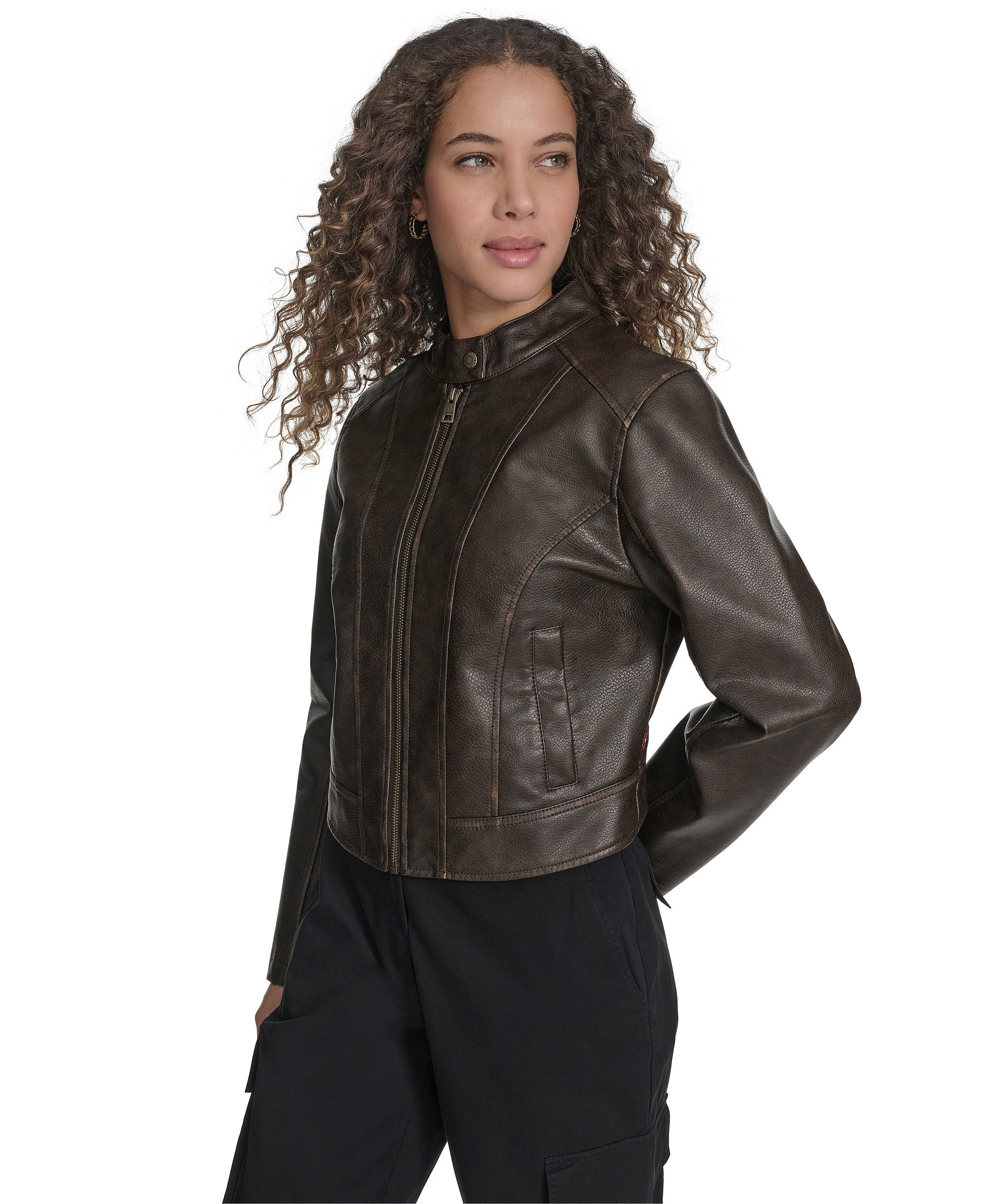 Levi's Women's Faux Leather Racer Jacket - Brown