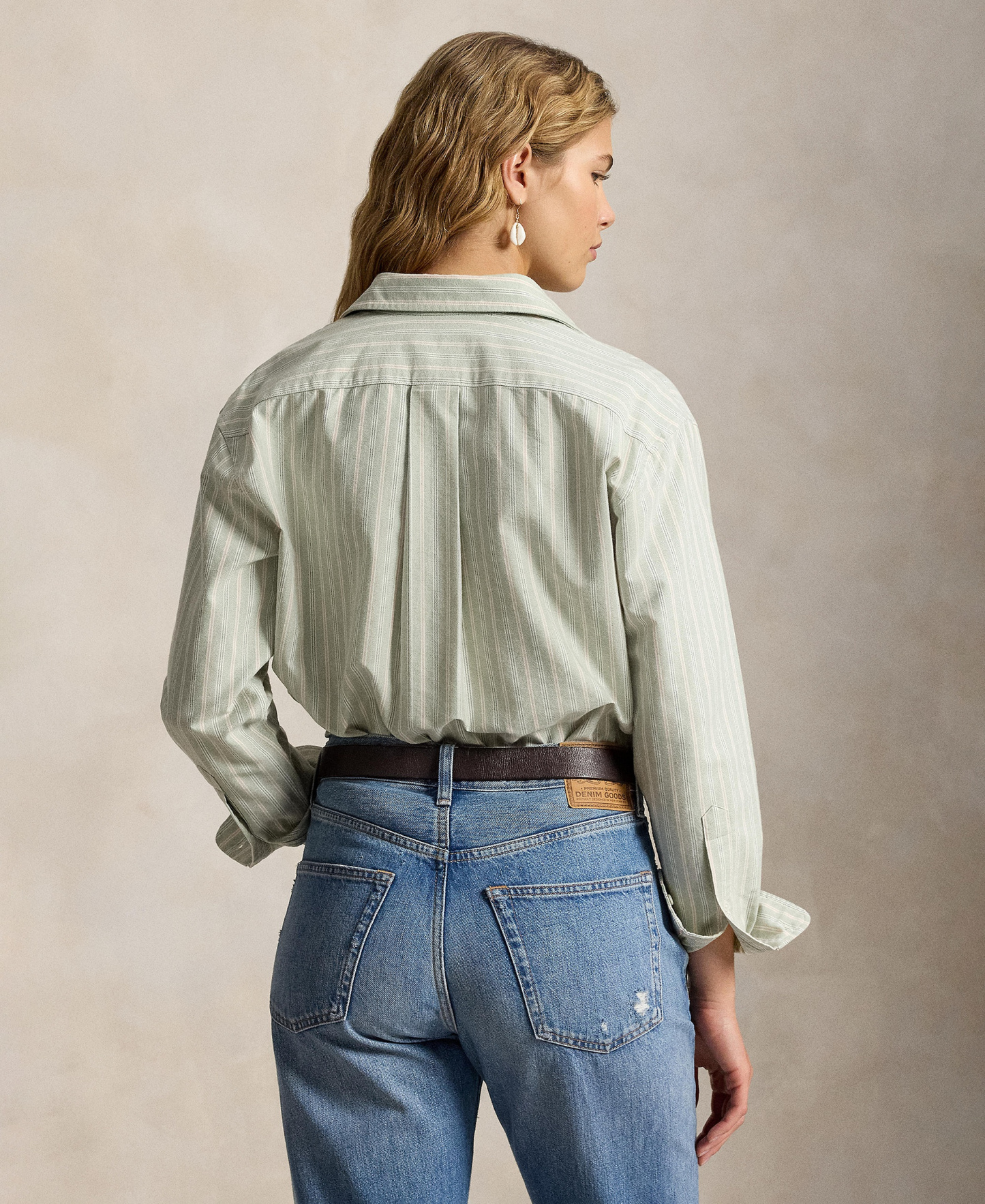 Polo Ralph Lauren Women's Point Collared Relaxed-Fit Shirt - Green Pink