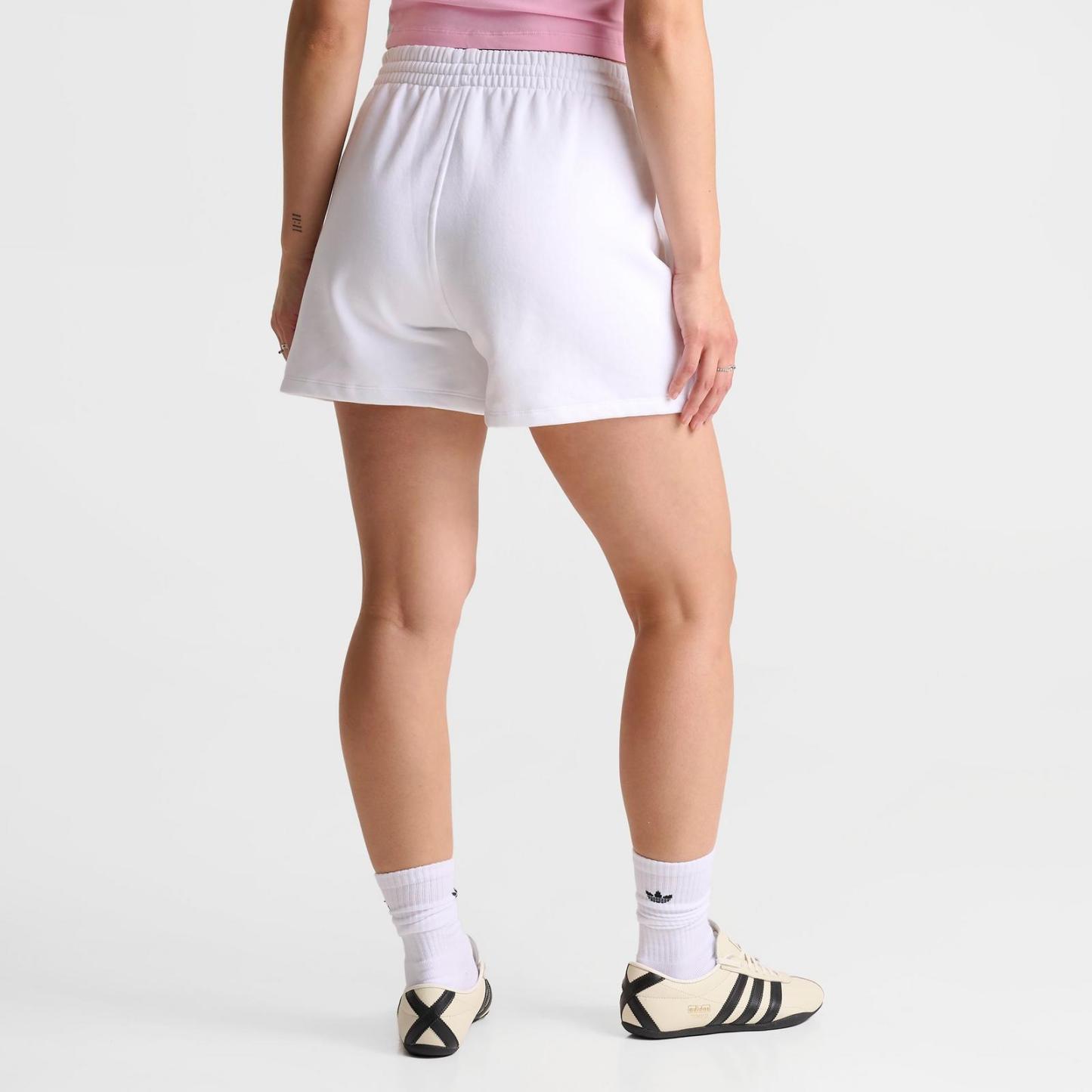 Women's adidas Originals Classic Sport Script Logo Fleece Shorts - White/True Pink/Clear Mint - view 4