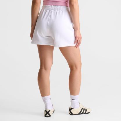 Women's adidas Originals Classic Sport Script Logo Fleece Shorts - White/True Pink/Clear Mint - view 4