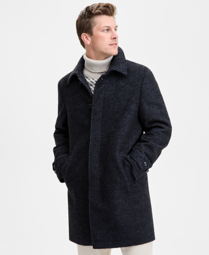 Tommy Hilfiger Men Modern Fit Car Coat - Navy Herringbone