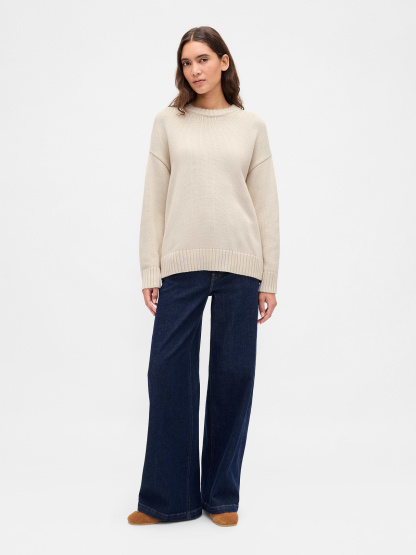 100% Cotton Oversized Sweater - Chino beige