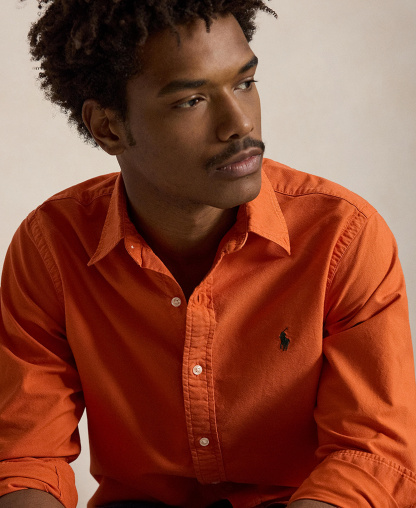 Polo Ralph Lauren Men's Garment-Dyed Oxford Shirt - Colleage Orange