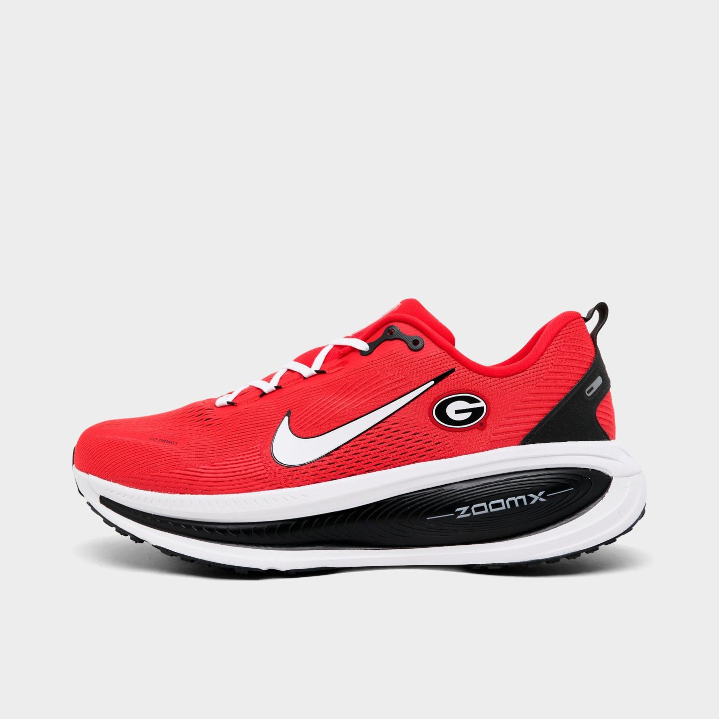 Men's Nithtke Vomero 18 Purdue Boilermakers Running Shoes - Part 2 - University Red/Black/White - Left shoe facing left. Outside of the shoe.
