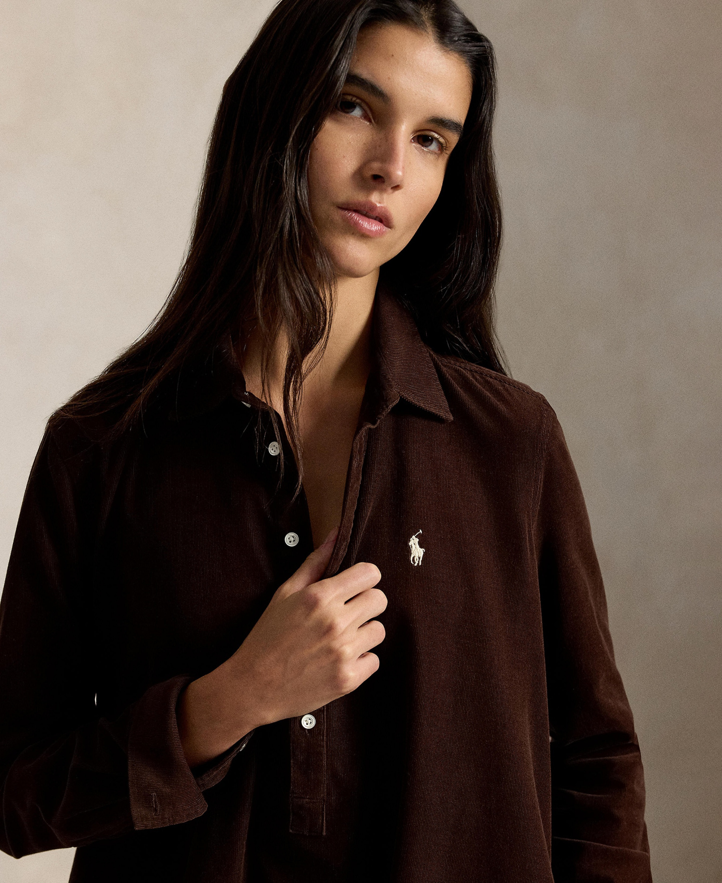 Polo Ralph Lauren Women's Corduroy Pleated Shirt Dress - Brown