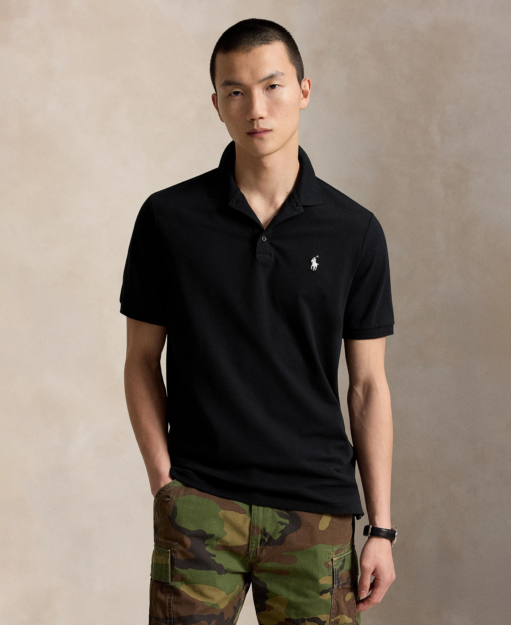 Polo Ralph Lauren Men's Classic-Fit Stretch Mesh Polo Shirt - Polo Black/Smoke
