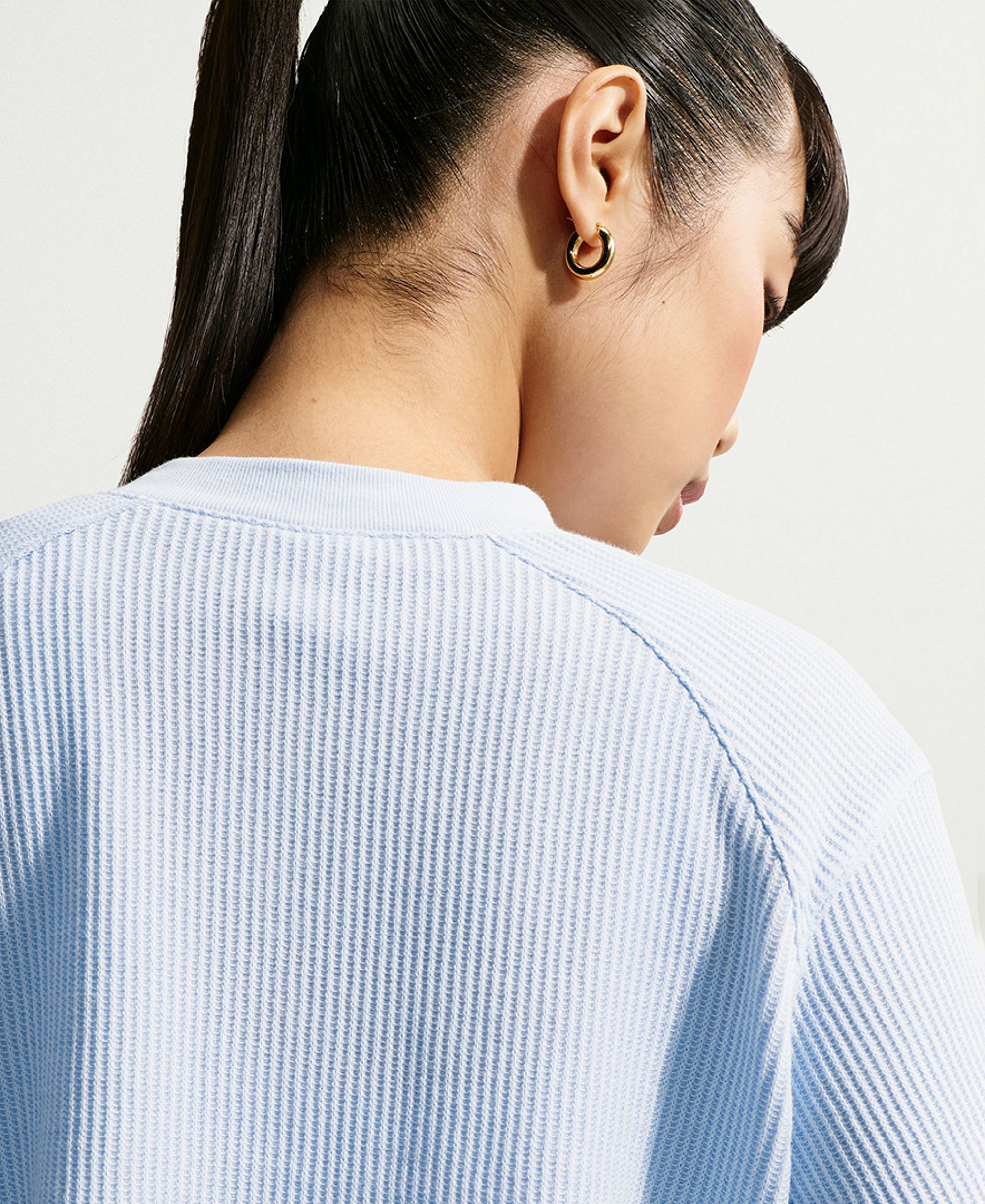Nike Women's Sportswear Chill Waffle Oversized Long-Sleeve Henley Top - Hydrogen Blue/Sail