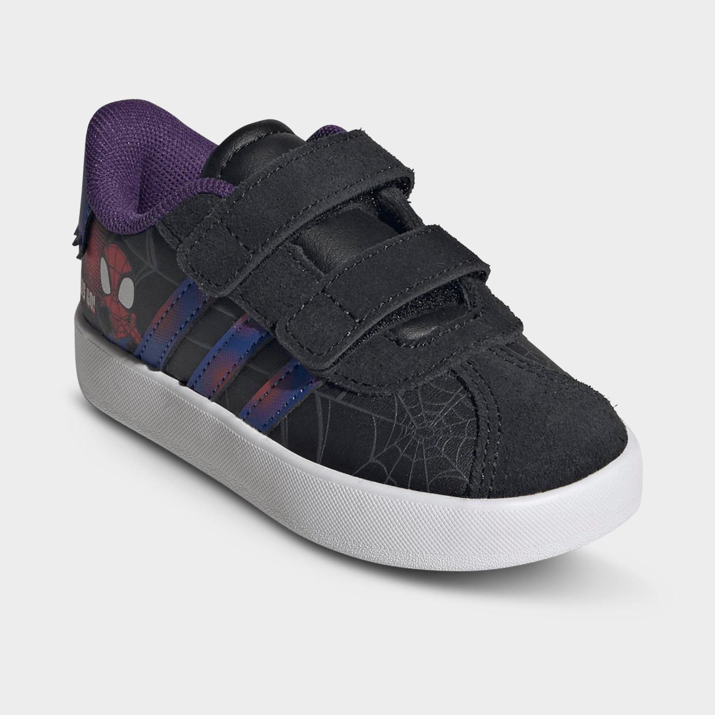 Kids' Toddler adidas VL Court 3.0 Hook-And-Loop Casual Shoes - Core Black/Royal Blue/Violet - Both shoes facing left