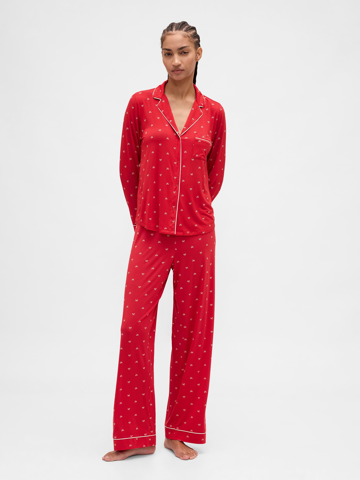 SoftMade Modal PJ Top - Red bows