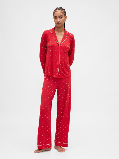 SoftMade Modal PJ Top - Red bows