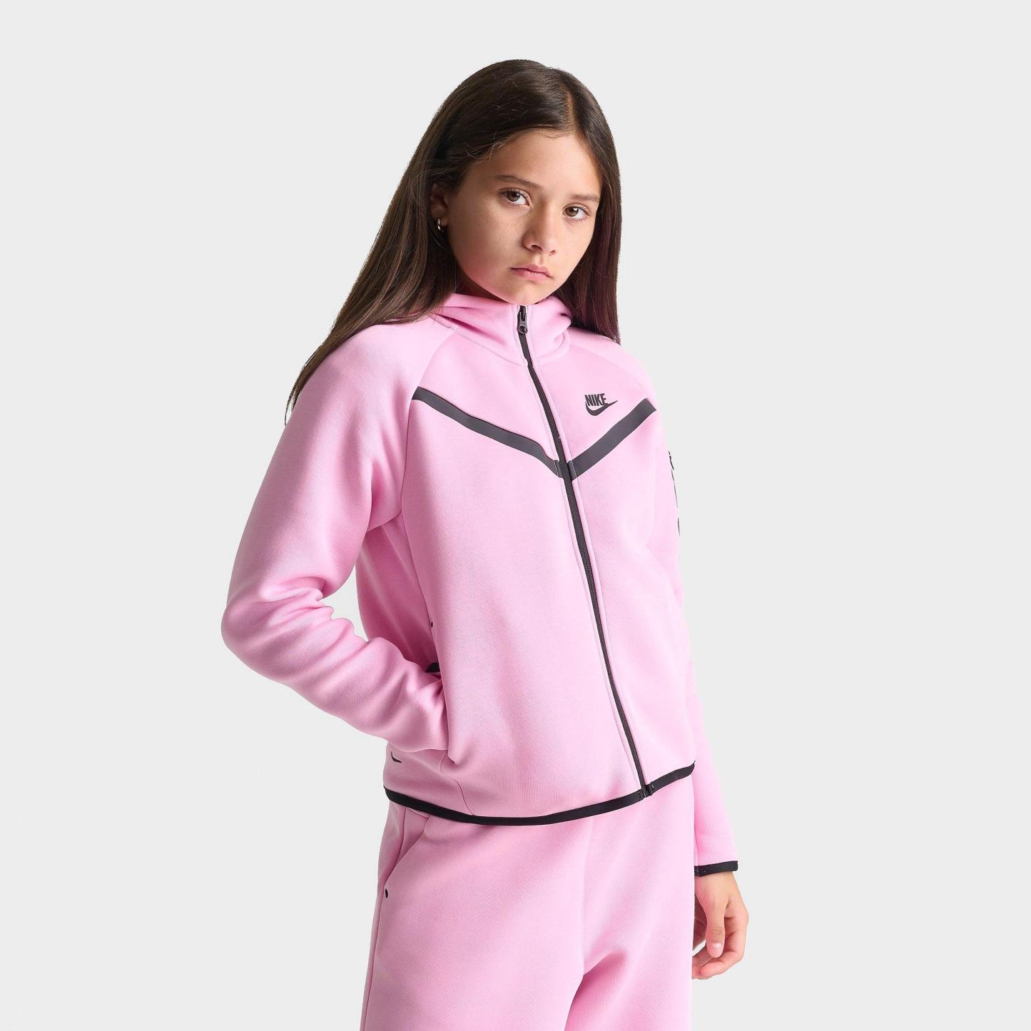 Girls' Big Kids' Nithtke Sportswear Tech Fleece Full-Zip Hoodie - Pink Rise/Black