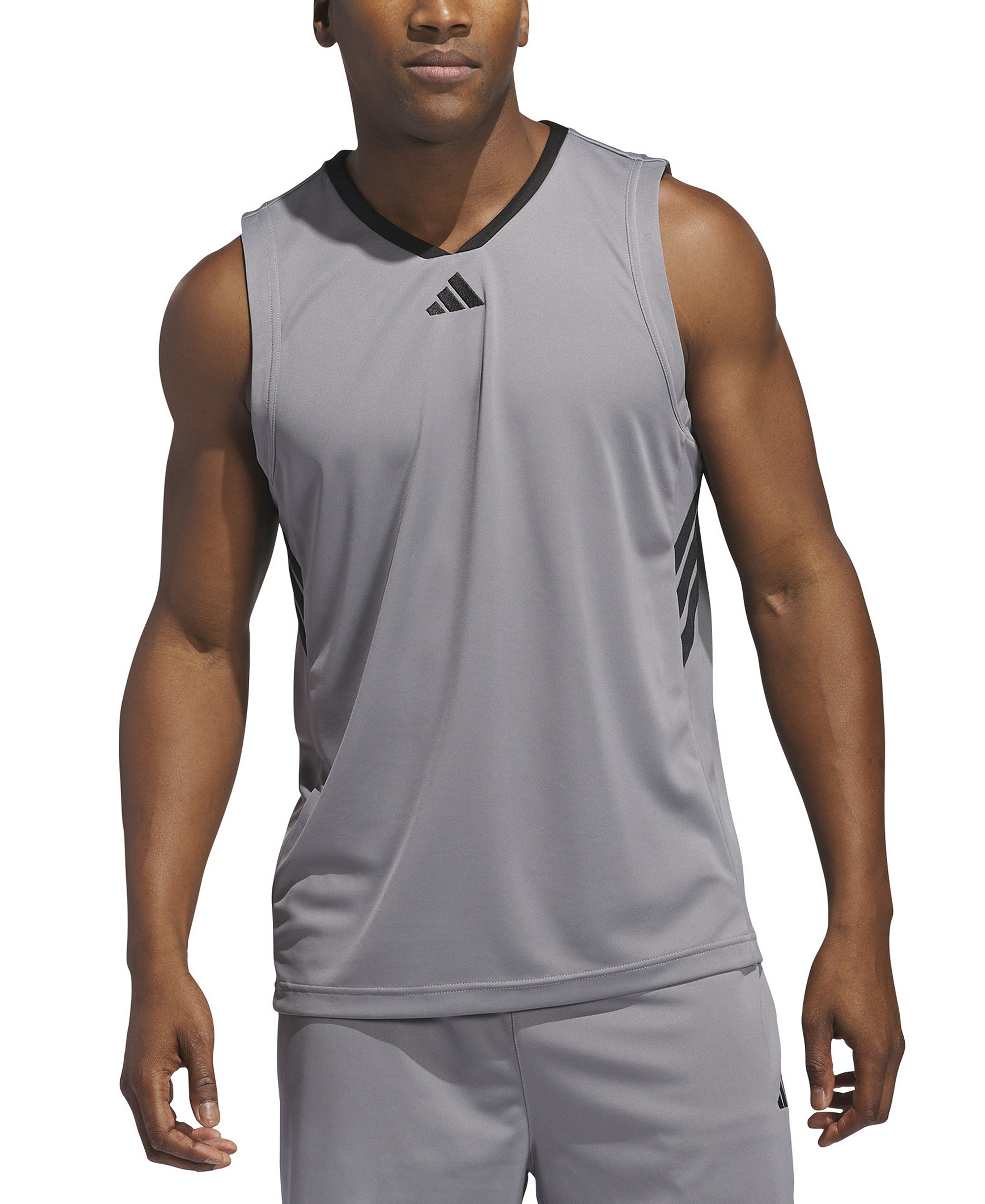 adidas Men's Basketball Logo Graphic Tank Top - Gray/Black