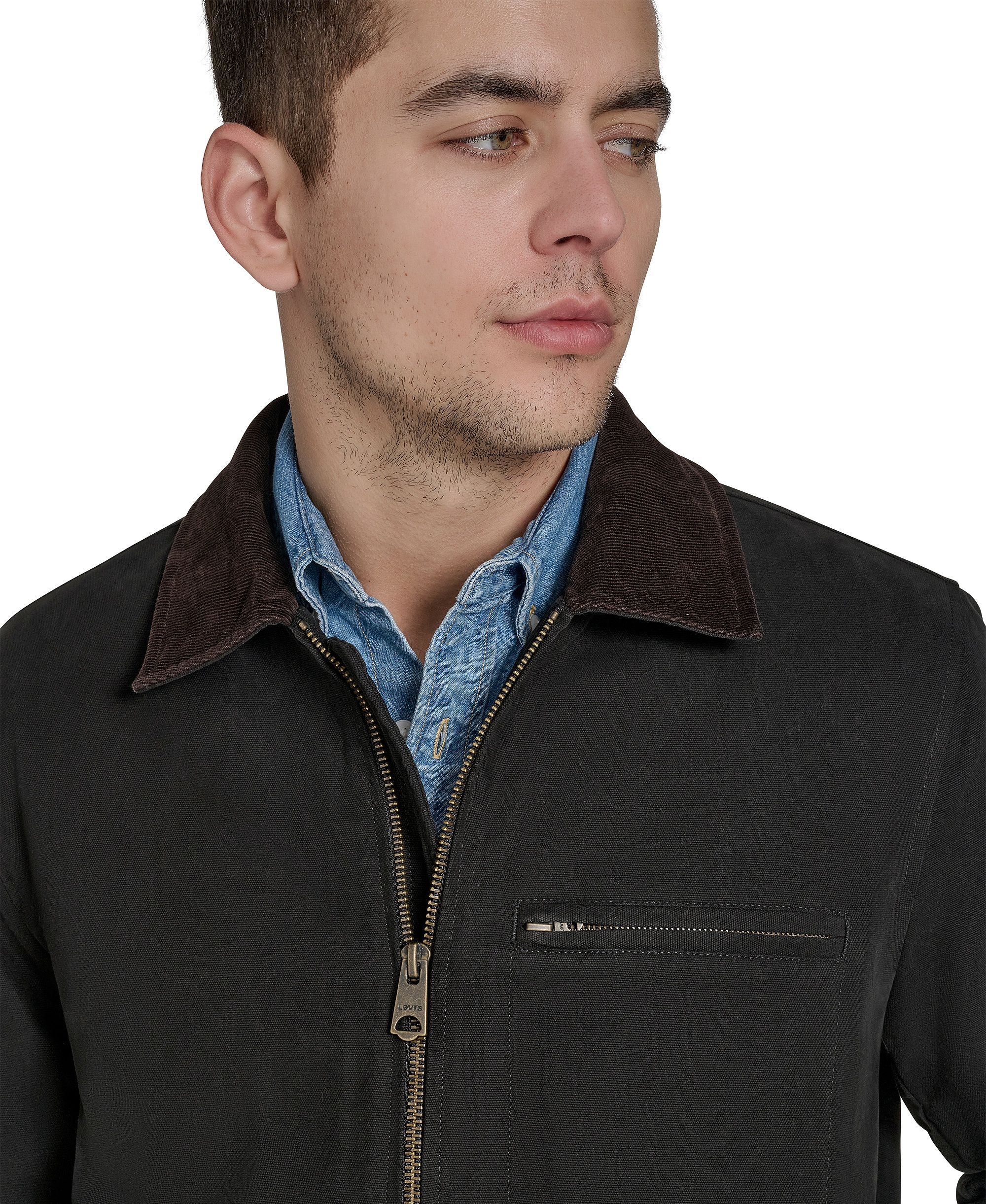 Levi's Men's Cotton Canvas Zip-Front Depot Jacket - Black