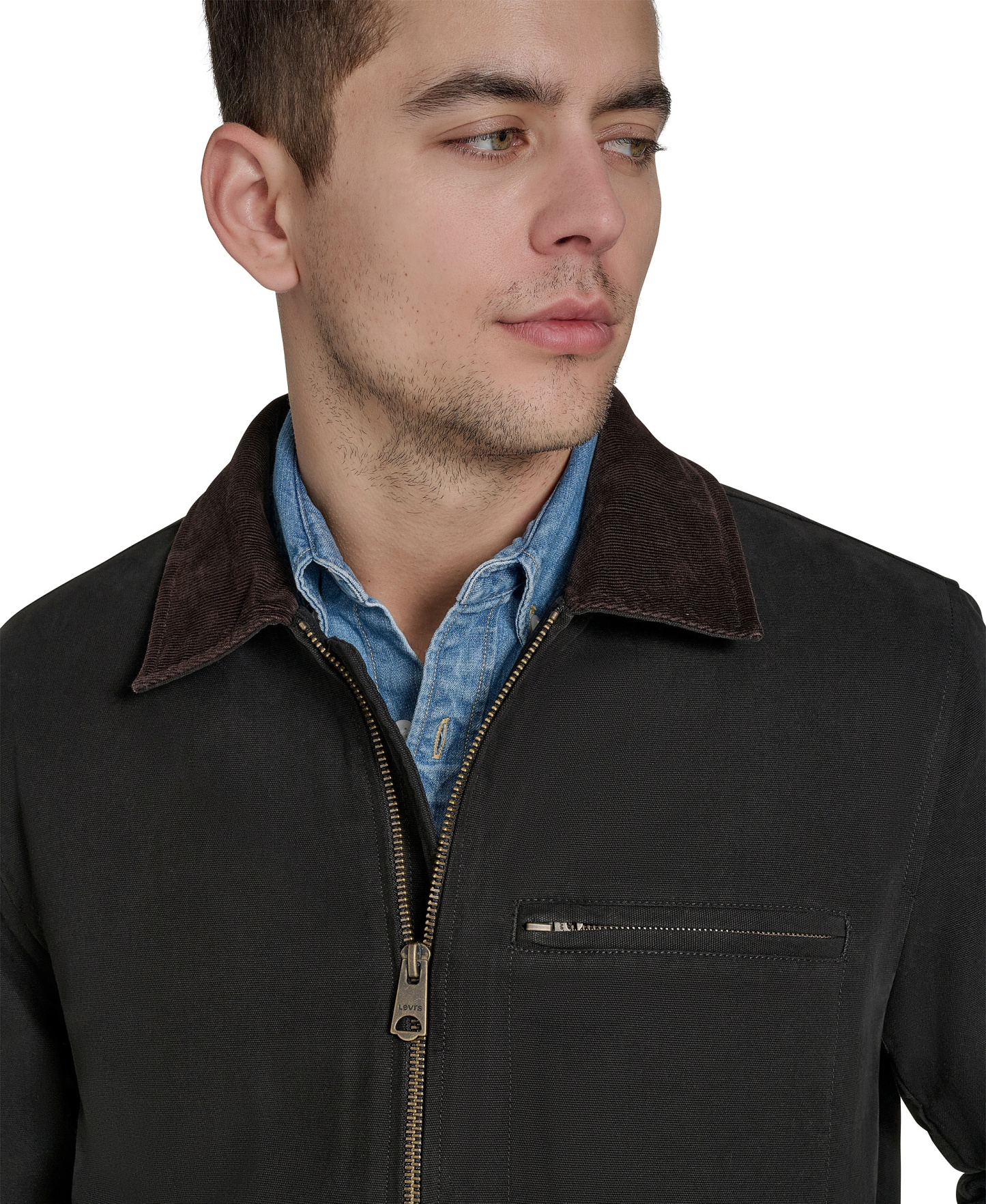 Levi's Men's Cotton Canvas Zip-Front Depot Jacket - Black