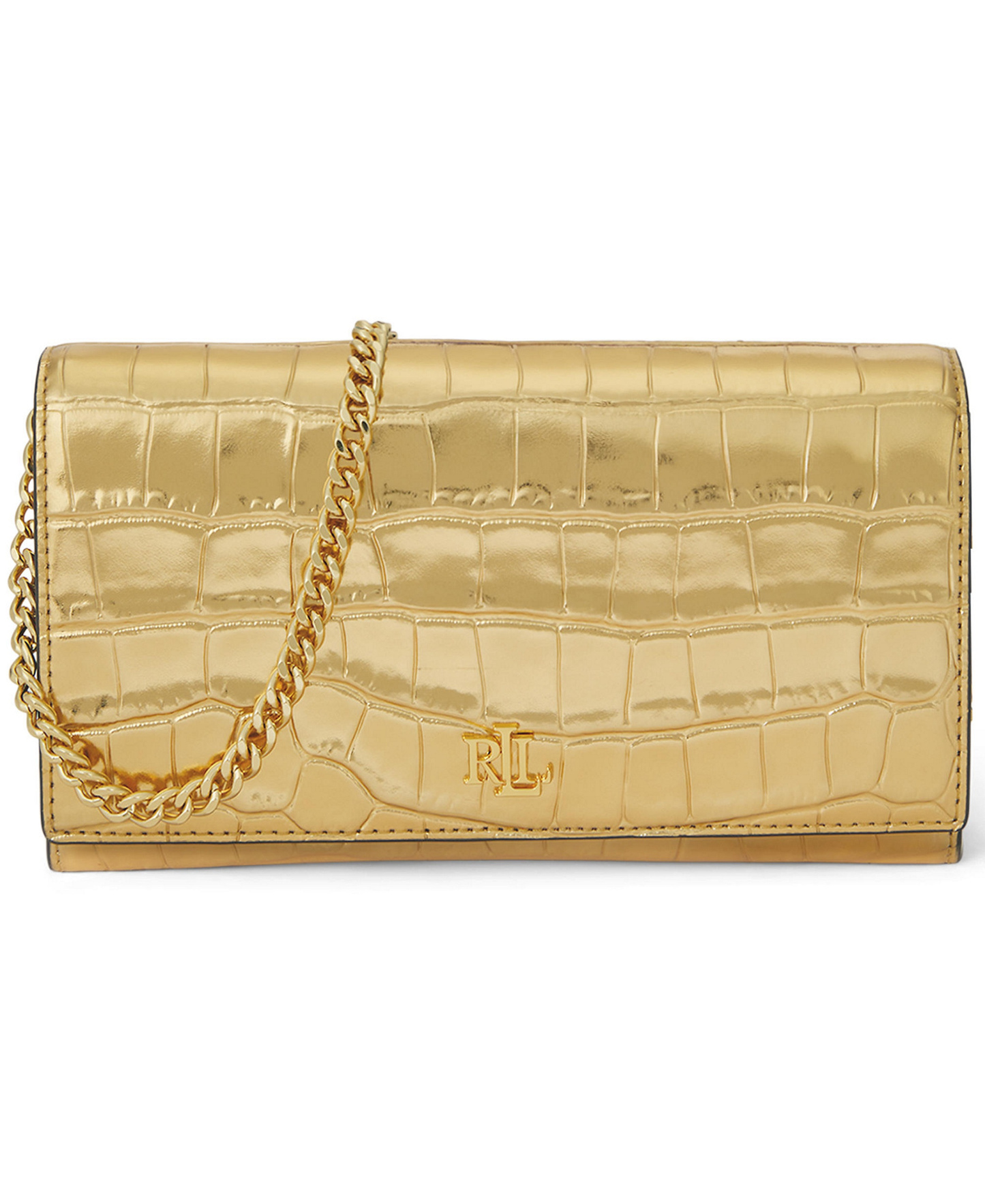 Lauren Ralph Lauren Adair II Small Croc-Embossed Crossbody Bag - Modern Gold