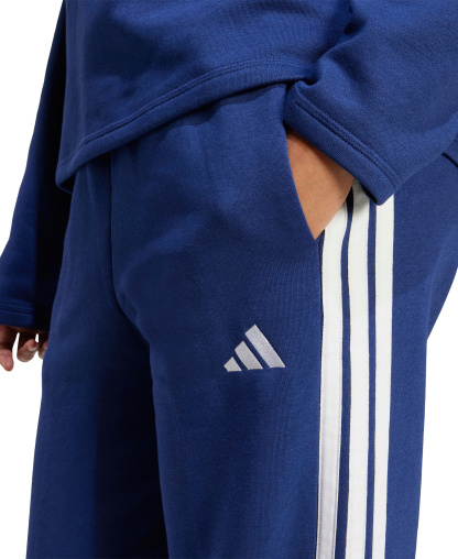 adidas Women's Essentials 3-Stripes Fleece Slim Pants - Dark Blue/White