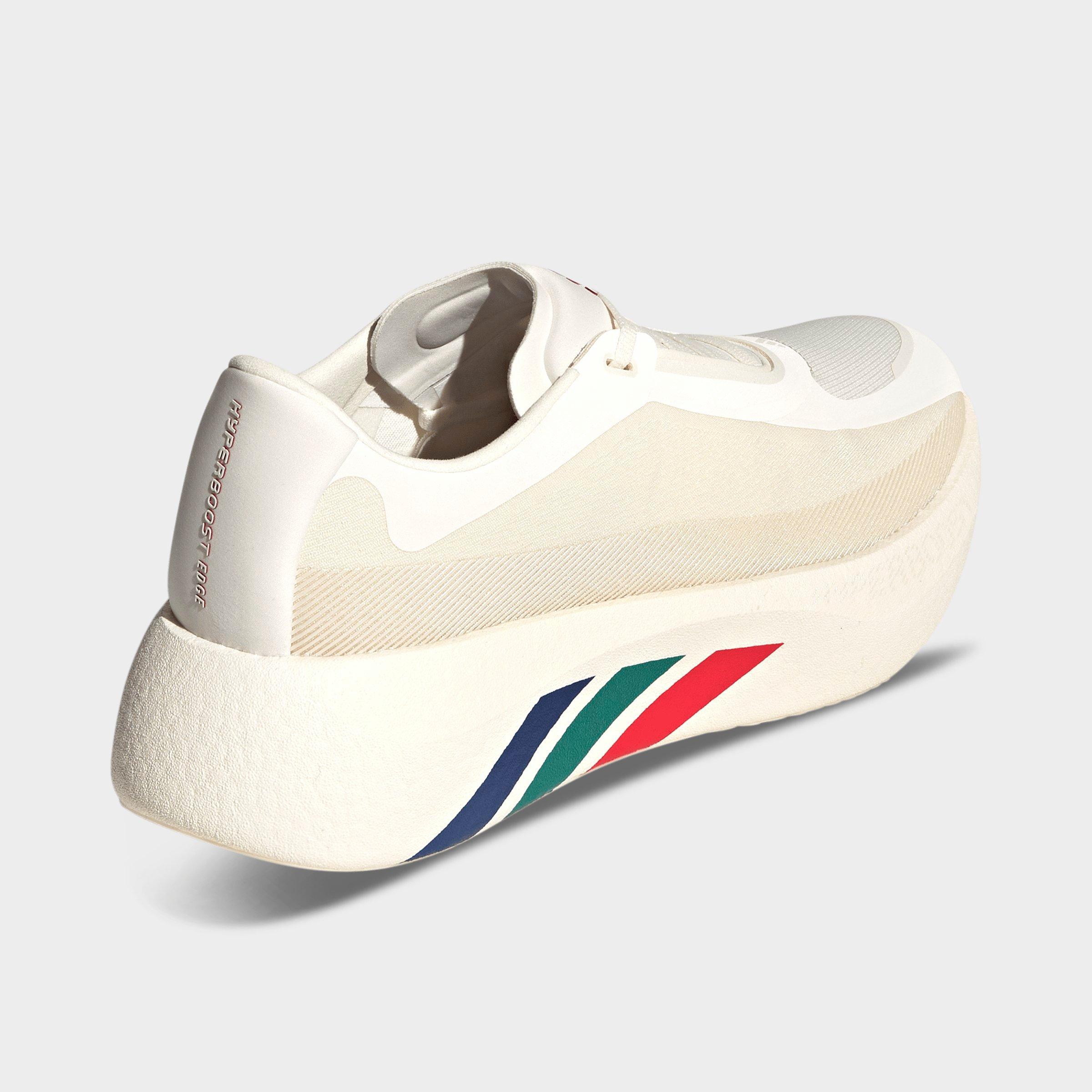 Men's adidas Hyperboost Edge Running Shoes - Part 1 - Off White/Pure Ruby/Gold Metallic - Back view