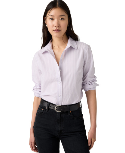 Levi's Women's Carlile Classic Poplin Long-Sleeve Shirt - Helle Stri