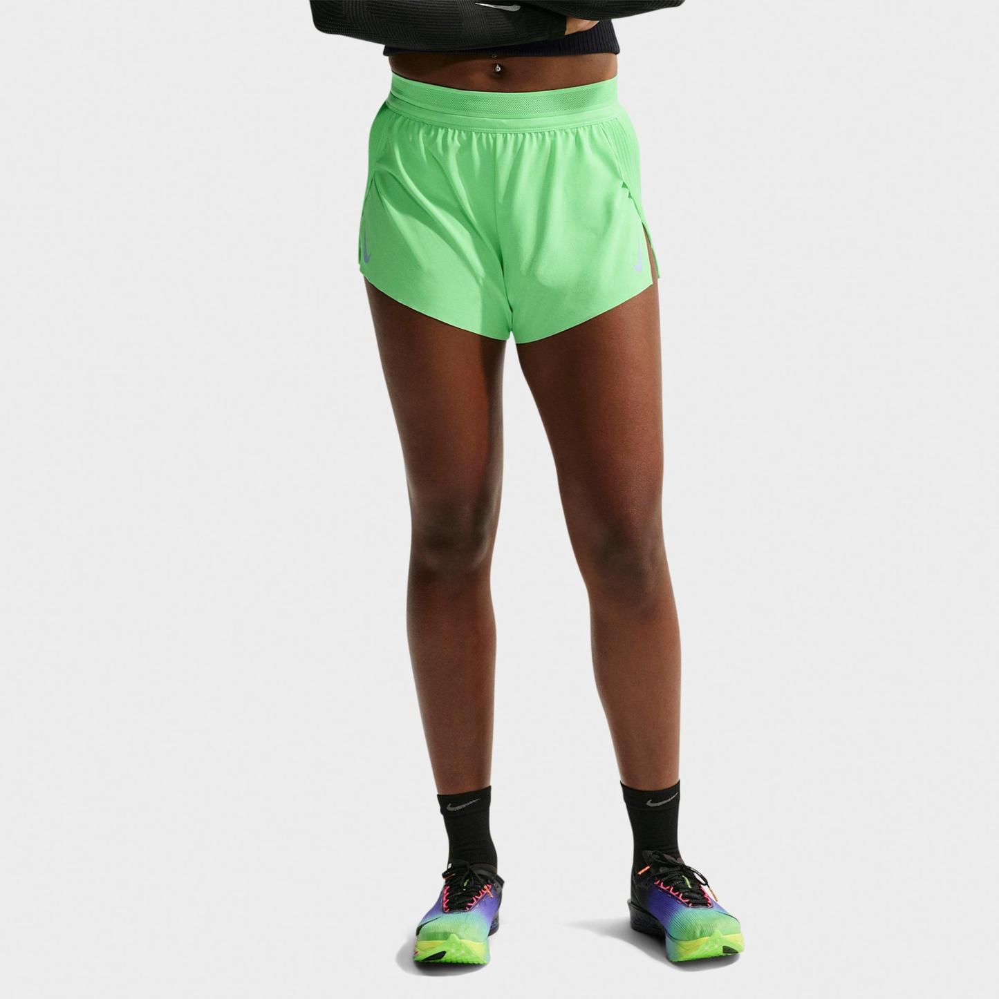 Women's Nithtke AeroSwift Dri-FIT ADV Mid-Rise 3 Inch Brief-Lined Shorts - Illusion Green/Black/White/Aluminum