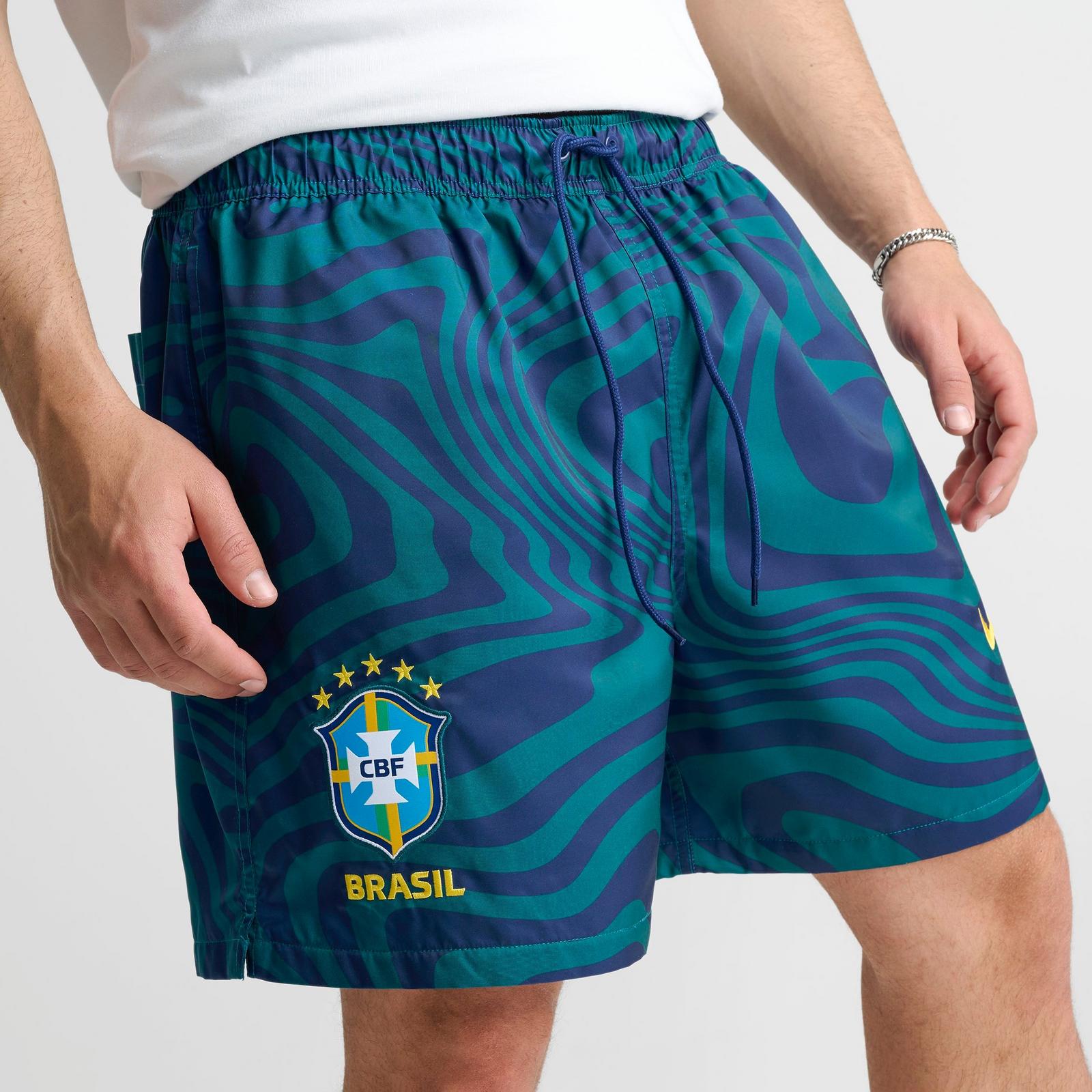 Men's Nike Club Brazil Soccer Flow Shorts - Geode Teal/Coastal Blue/Midwest Gold