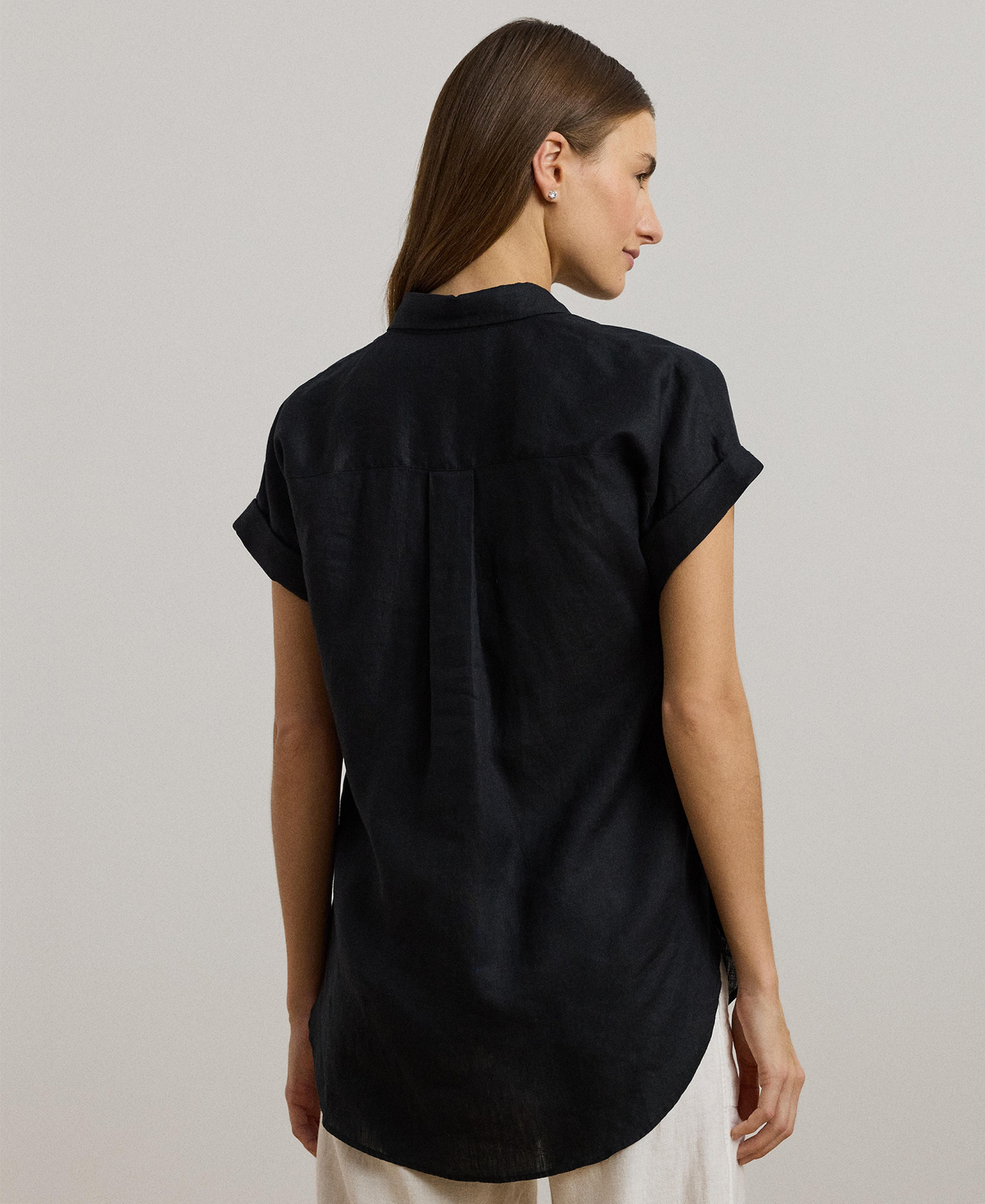 Lauren Ralph Lauren Dolman-Sleeve 100% Linen Shirt - Polo Black