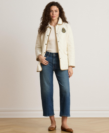Lauren Ralph Lauren Women's Crested Quilted Jacket - Cream