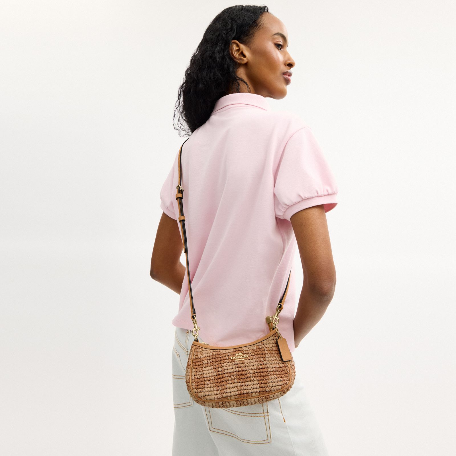 Teri Mini Crossbody Bag With Gingham Print - Gold/Tan - view 3