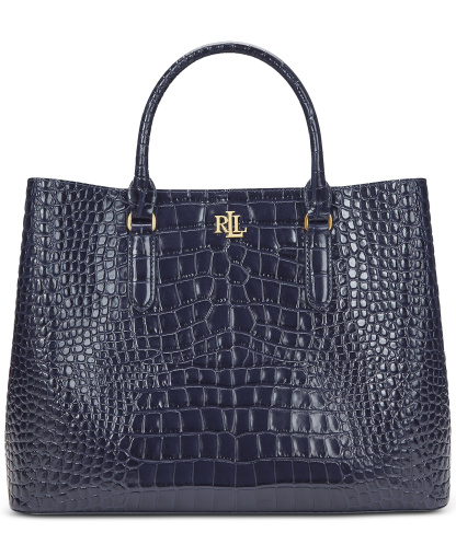 Lauren Ralph Lauren Marcy Large Embossed Satchel Bag - Refined Navy