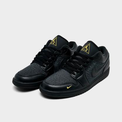 Men's Air Jordan Retro 1 Low SE Casual Shoes - Black/Anthracite/Tour Yellow - view 2