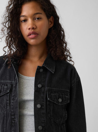 Oversized Icon Denim Jacket - Black wash