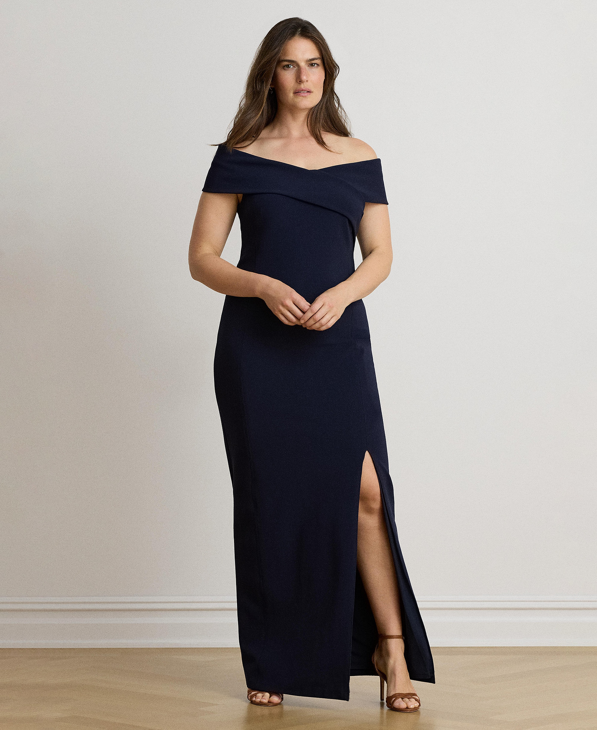 Lauren Ralph Lauren Women's Faille Off-the-Shoulder Gown - Navy