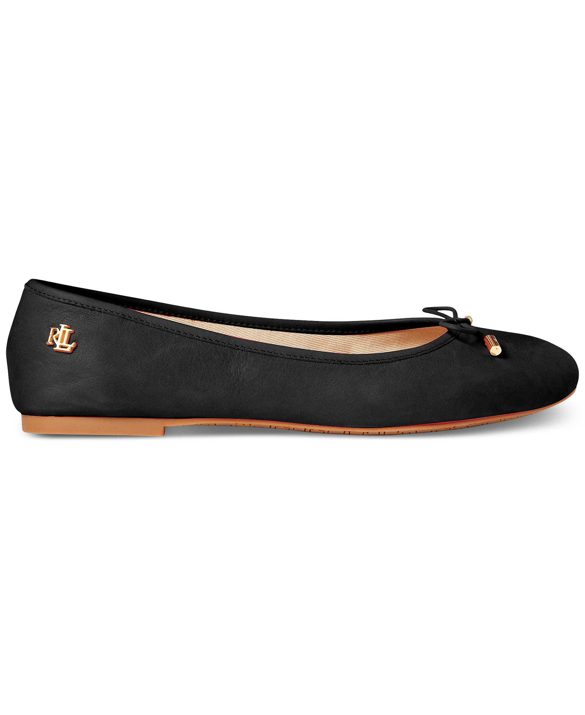 Lauren Ralph Lauren Women's Jayna Nappa Leather Slip-On Flats - Black