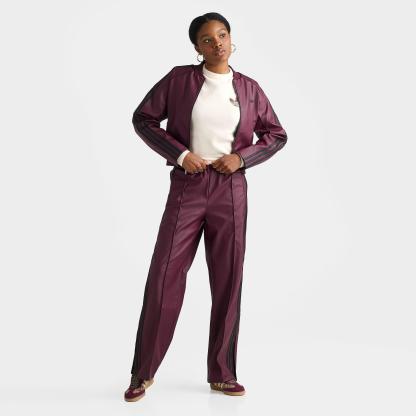 Women's adidas Originals Firebird Loose Pleather Pants - Maroon