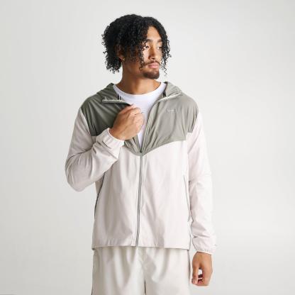 Men's Nithtke Impossibly Light Windrunner Running Jacket - Light Bone/Dark Stucco/Light Bone