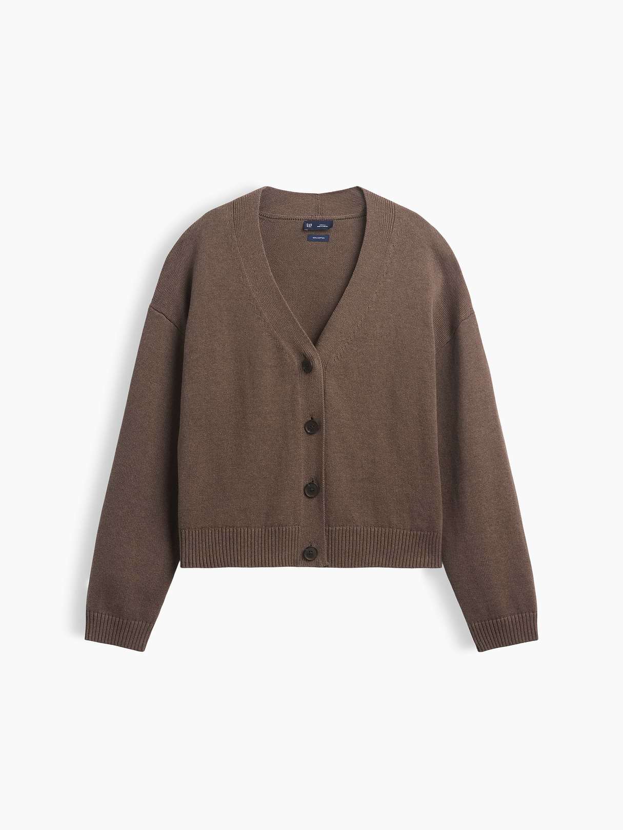 100% Cotton Oversized Cardigan Sweater - Cool brown