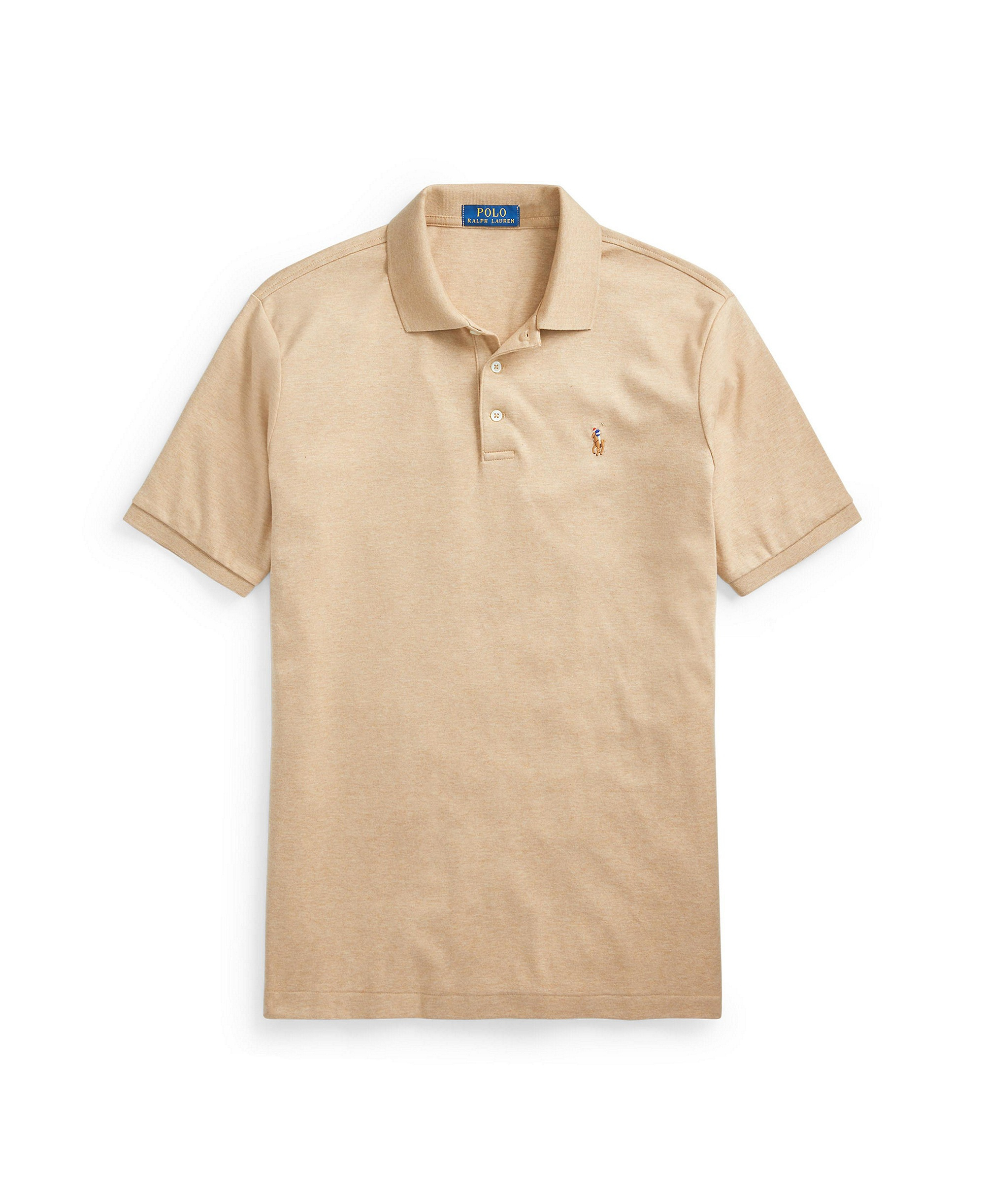 Polo Ralph Lauren Men’s Slim-Fit Soft Cotton Polo Shirt - Classic Camel Heather
